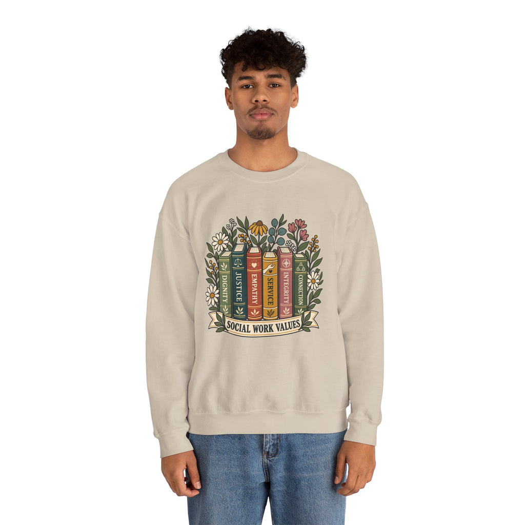 Social Work Values Crewneck Sweatshirt — Floral Books Design
