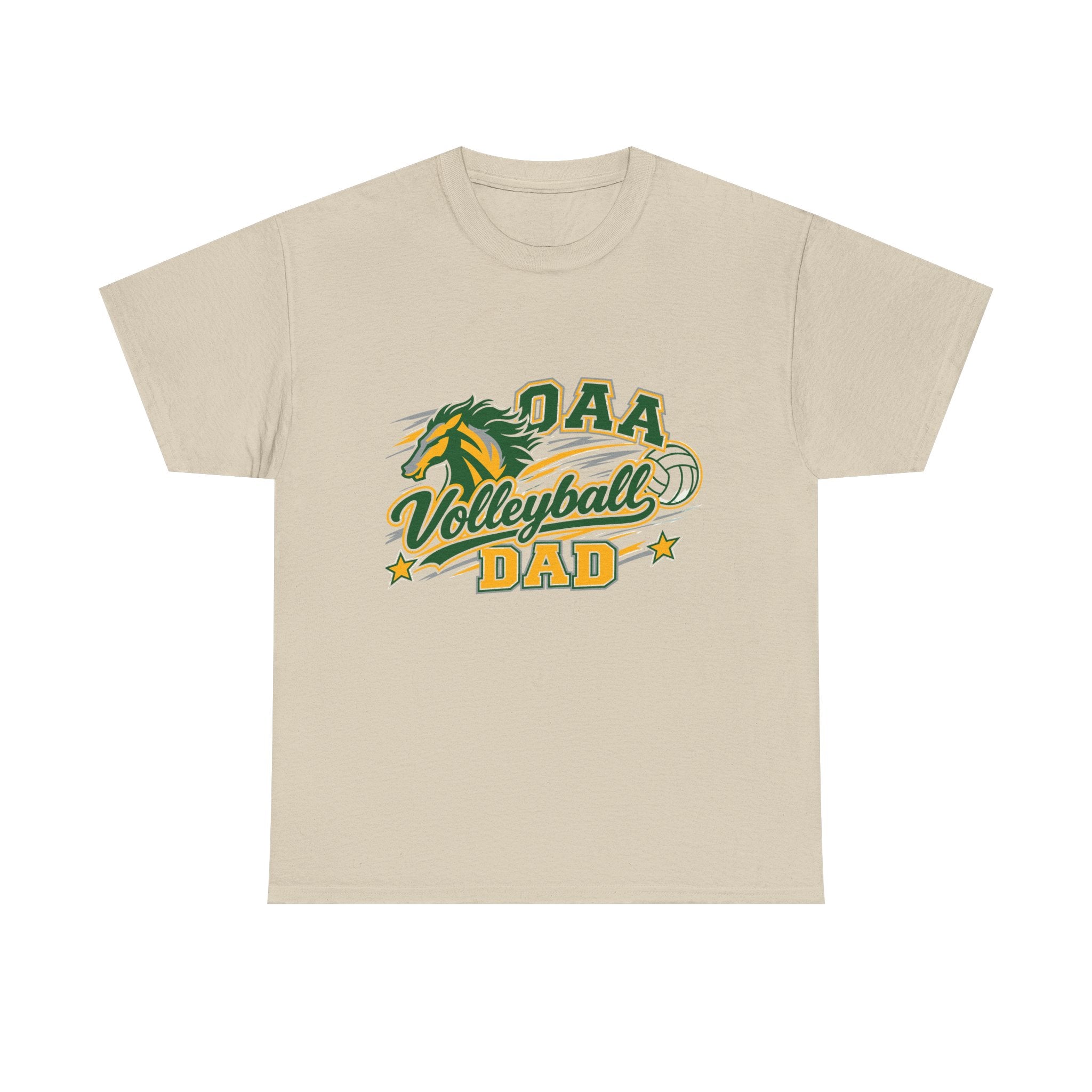 Volleyball Dad T-Shirt — Green & Gold Team Mascot Tee