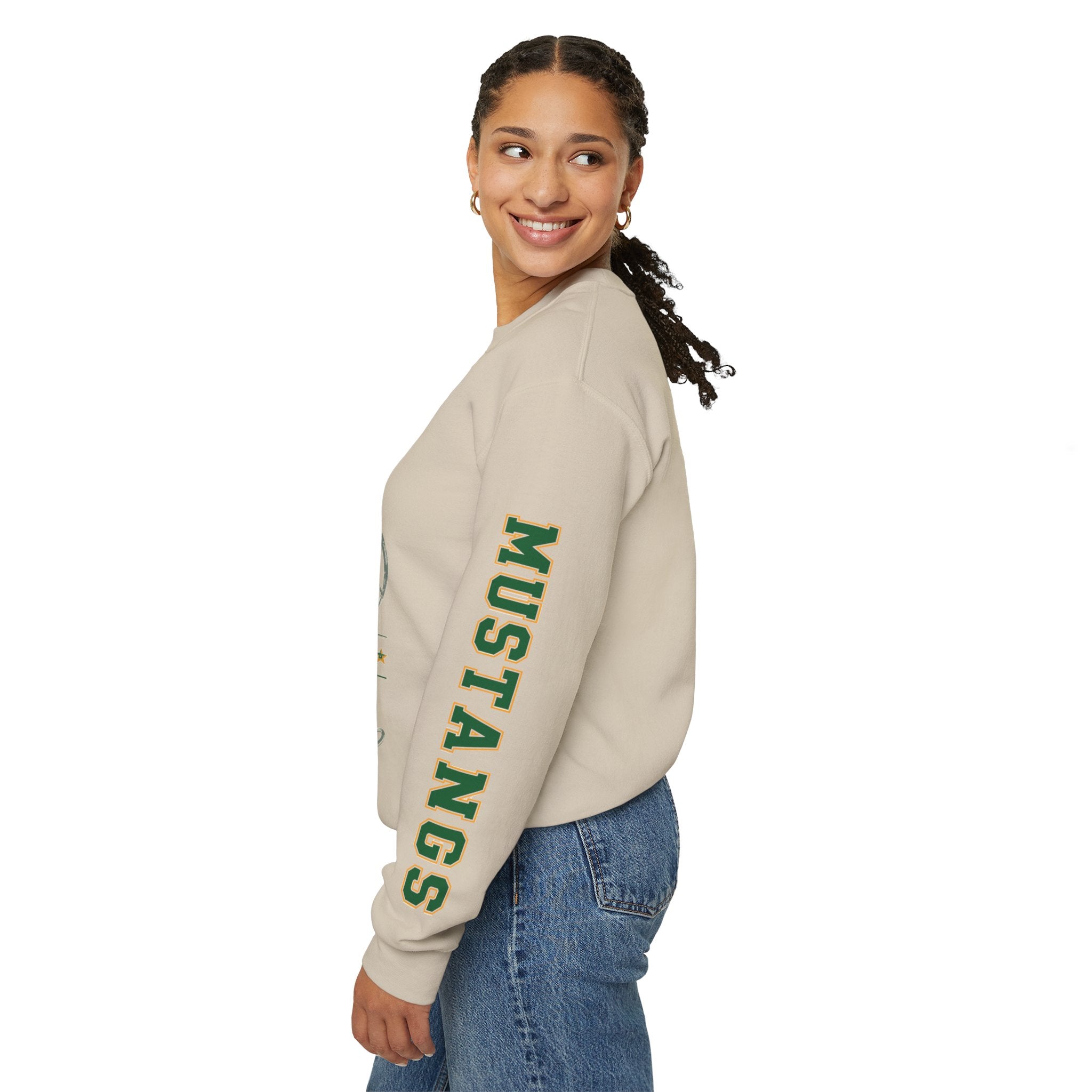 Basketball Mom Crewneck Sweatshirt — OAA Mustangs Sleeve Graphic