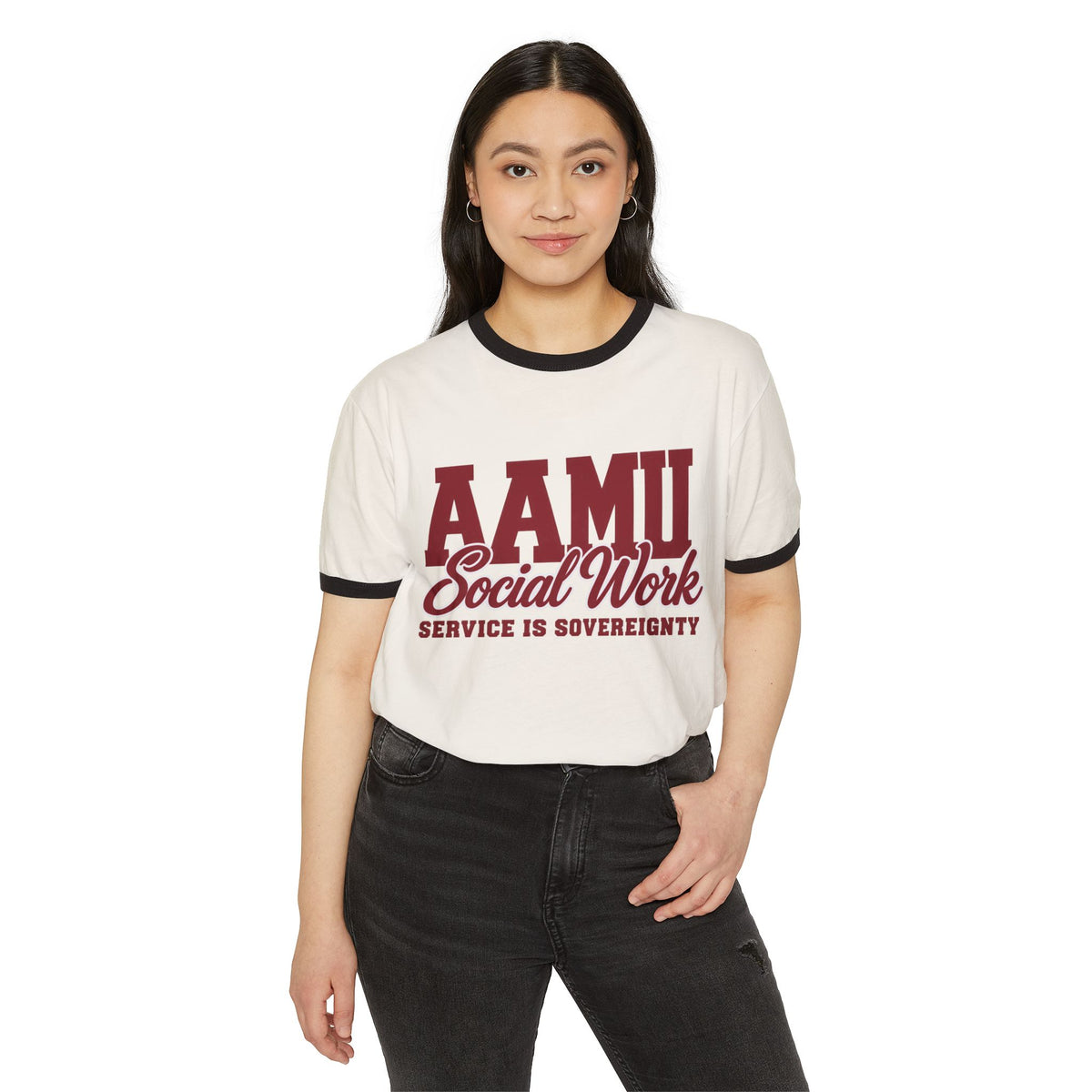 AAMU Social Work Ringer Tee — Eighteen 75 Retro back