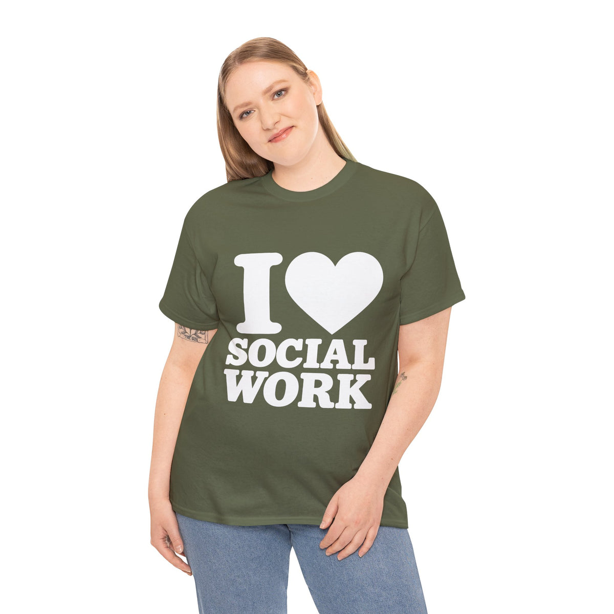 I Love Social Work (White INclUnisex Heavy Cotton Tee