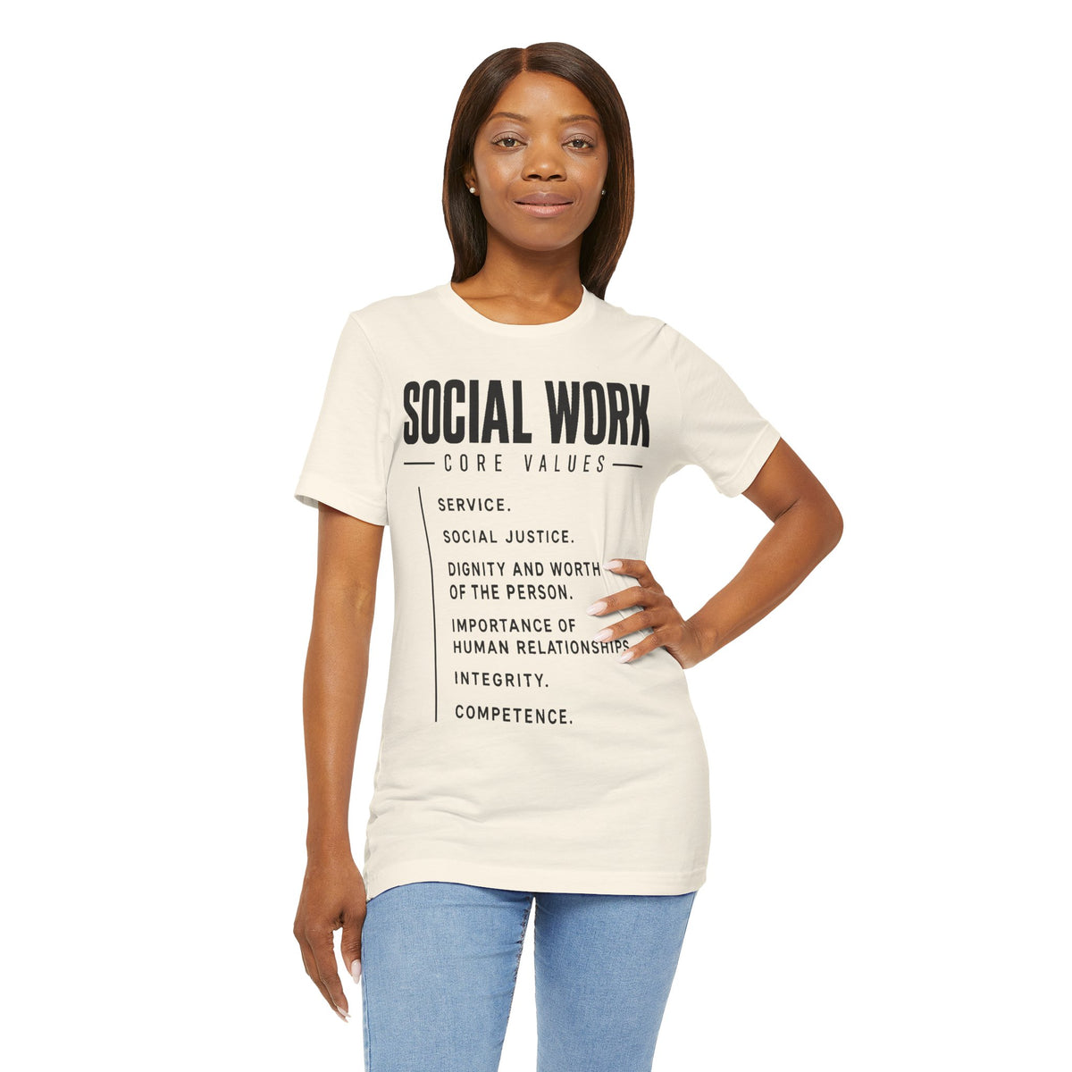 Social Work Core Values T-Shirt — Service, Justice & Dignity