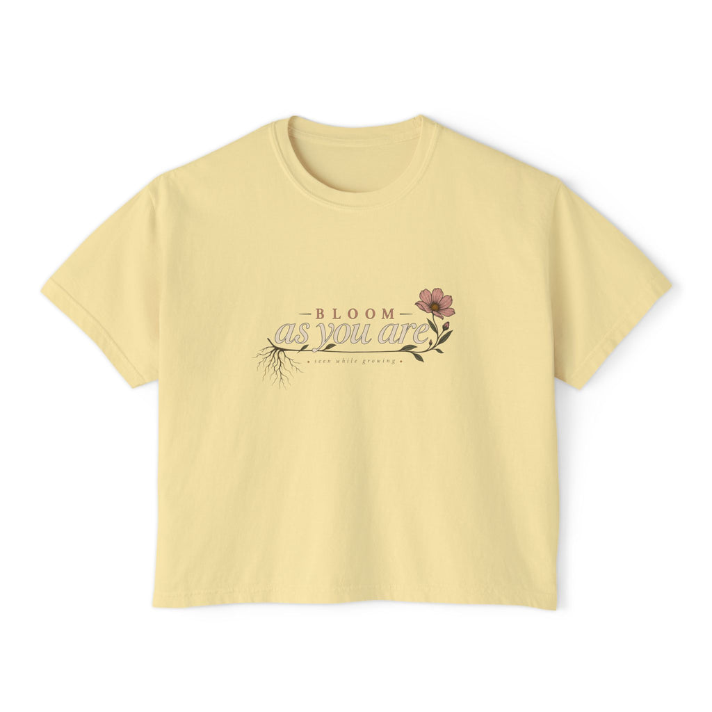 Bloom "As You Are" Boxy Tee – Floral Inspirational Crop Top