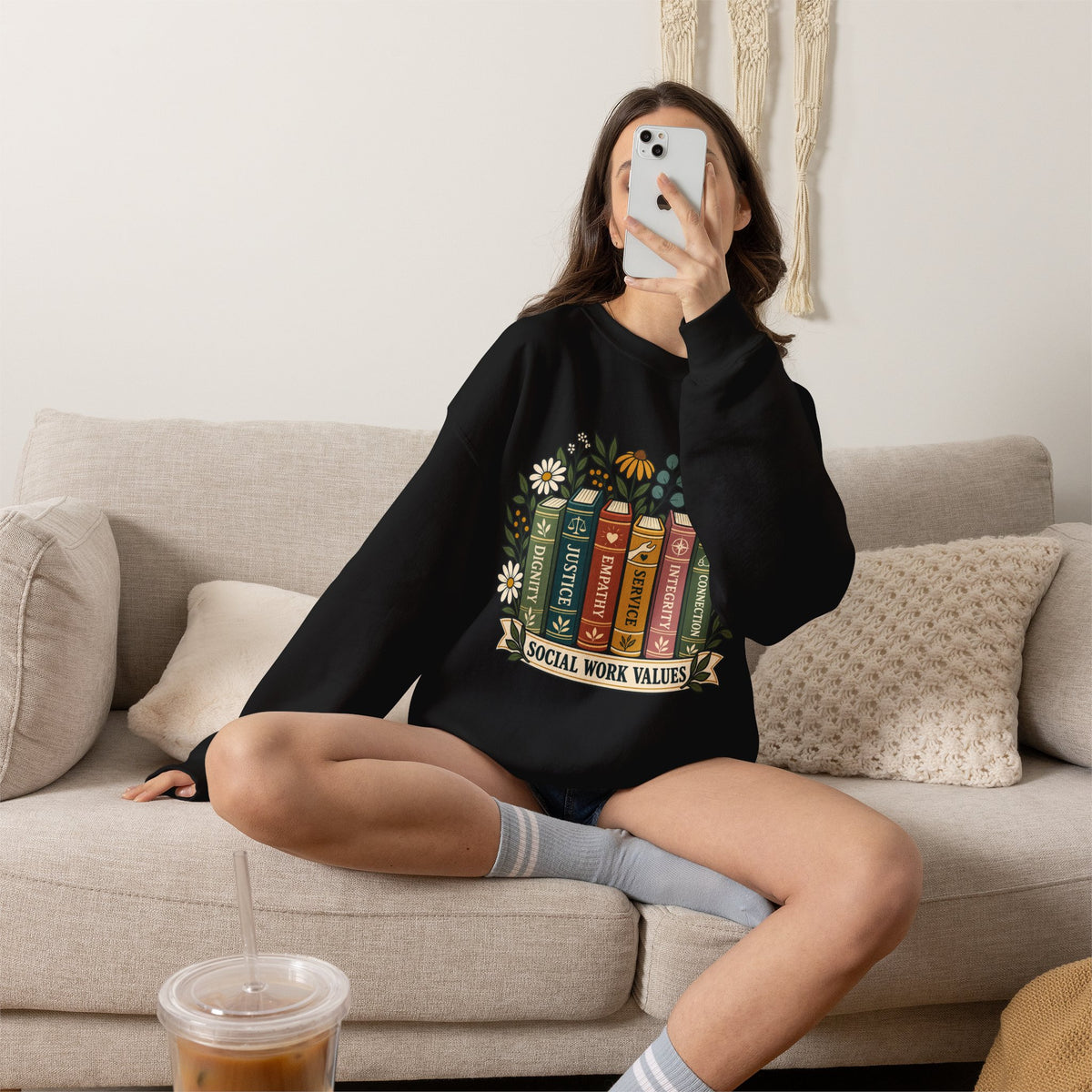 Social Work Values Crewneck Sweatshirt — Floral Books Design