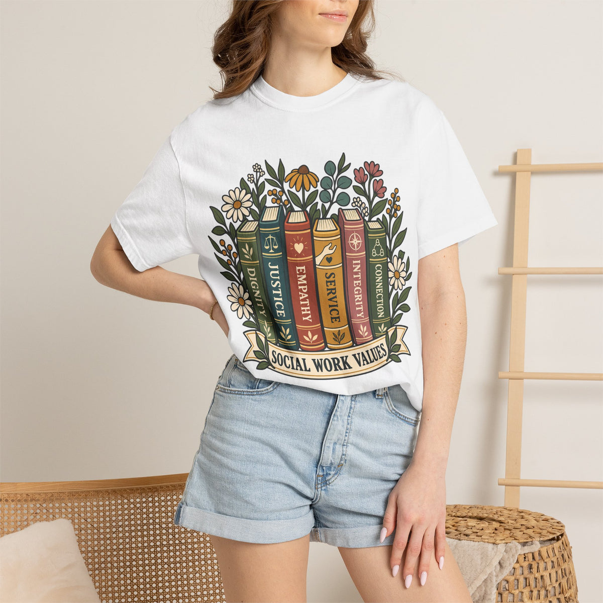 Social Work Values T-Shirt — Floral Books Design