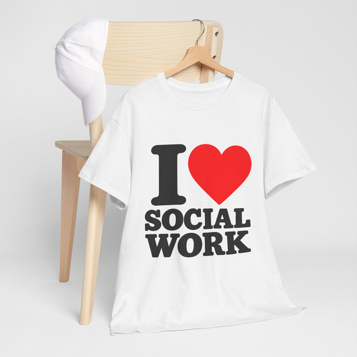 I Love Social Work (Black Writing)Unisex Heavy Cotton Tee