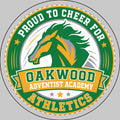 Round Car Magnet – "Proud to Cheer for Oakwood Adventist Academy Athletics" School Spirit Decal
