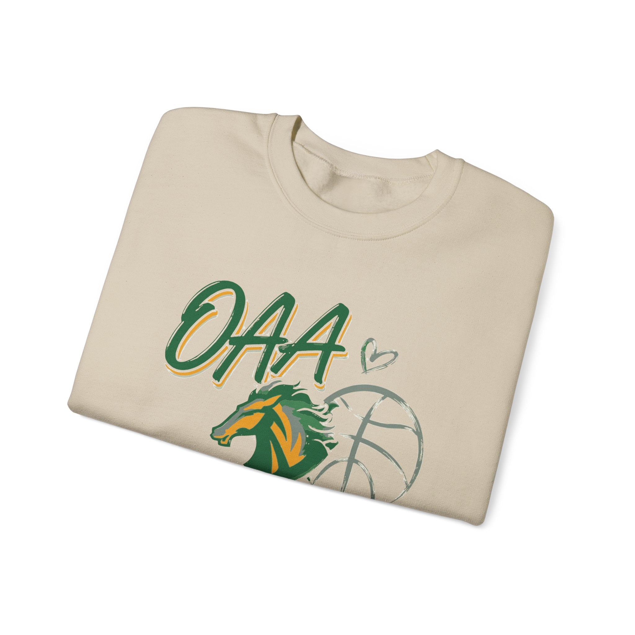 Basketball Mom Crewneck Sweatshirt — OAA Mustangs Sleeve Graphic