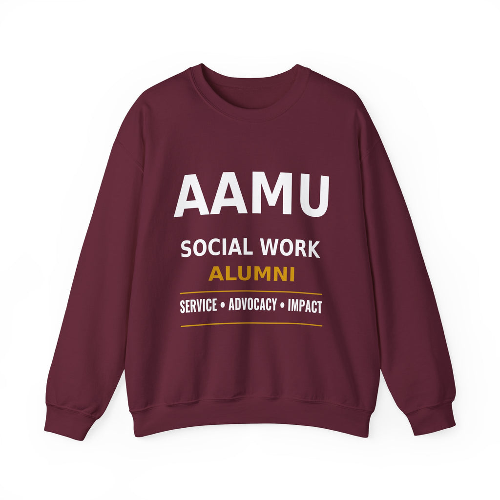 Maroon AAMU Social Work Alumni Crewneck Sweatshirt — Service • Advocacy • Impact