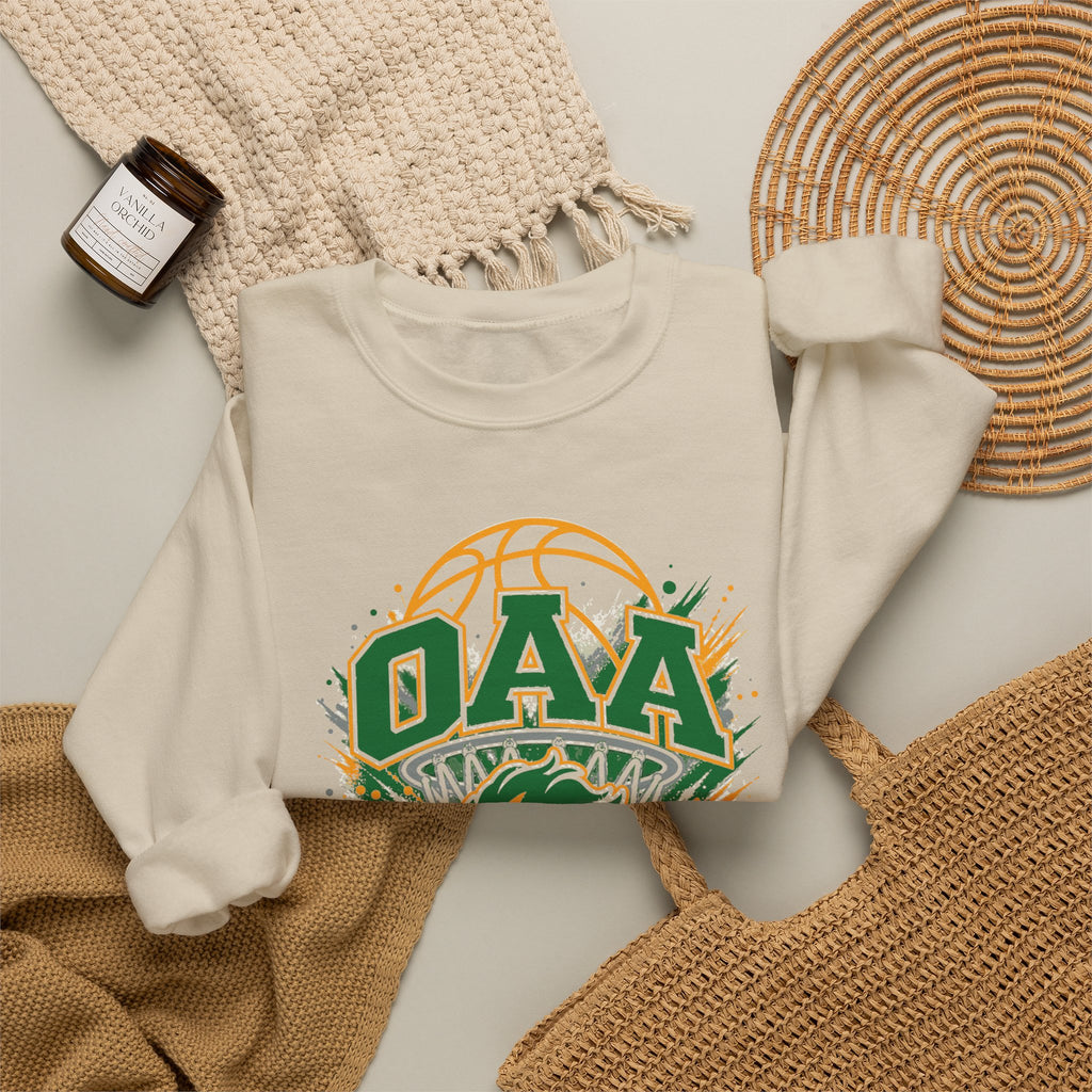 OAA Basketball Crewneck Sweatshirt — Vintage Mascot Team Pullover