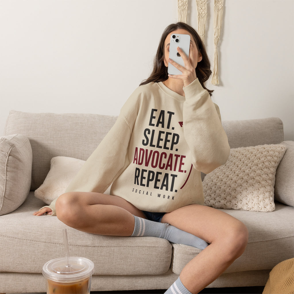 Eat. Sleep. Advocate. Repeat. Crewneck Sweatshirt
