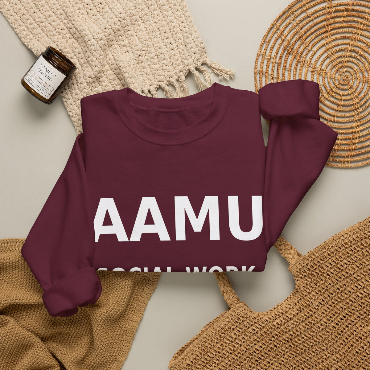 Maroon AAMU Social Work Alumni Crewneck Sweatshirt — Service • Advocacy • Impact