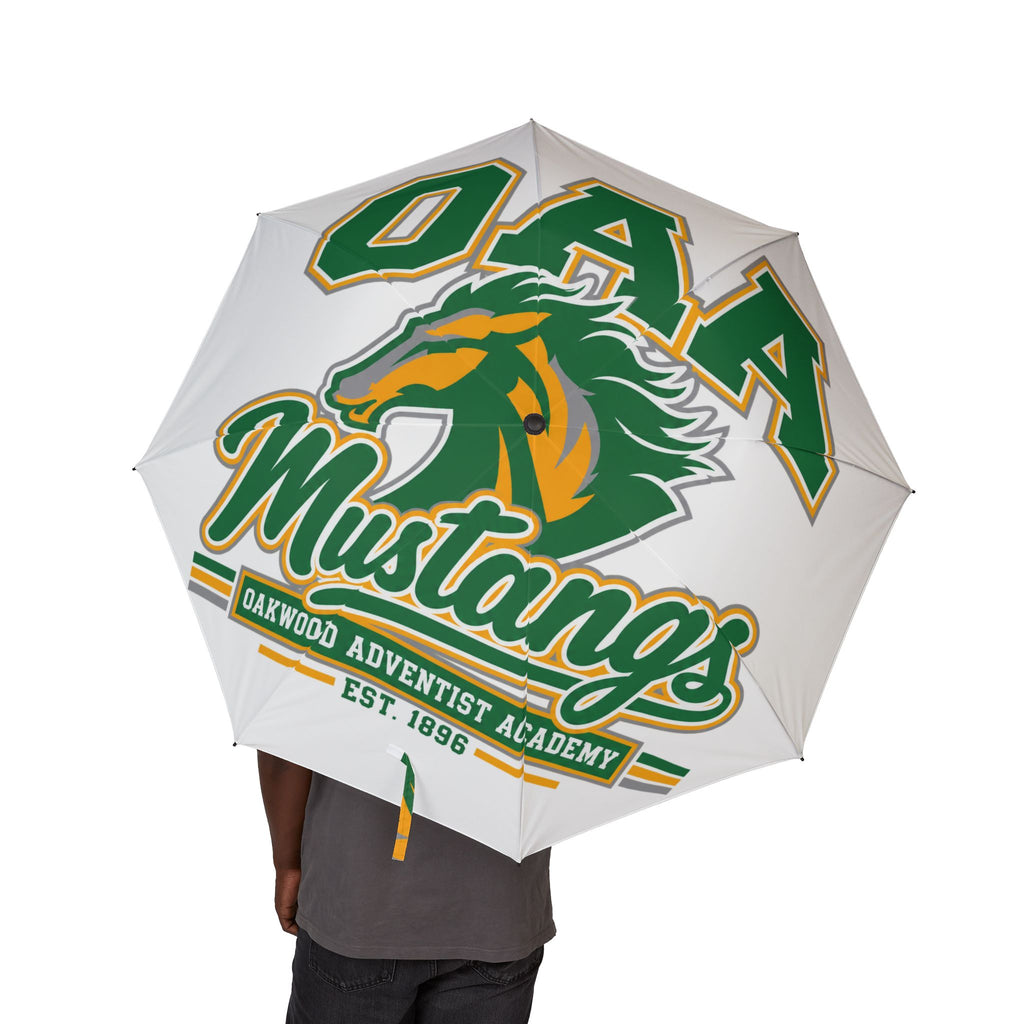 OAA Foldable Umbrella — Green & Gold "OAA Mustangs" Logo