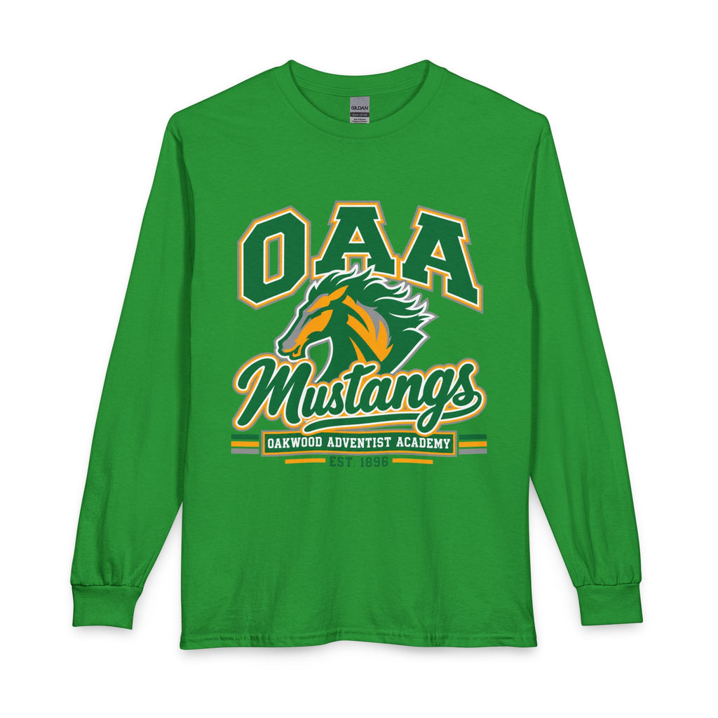 OAA Mustangs Long Sleeve Tee - Oakwood Adventist Academy School Spirit Shirt