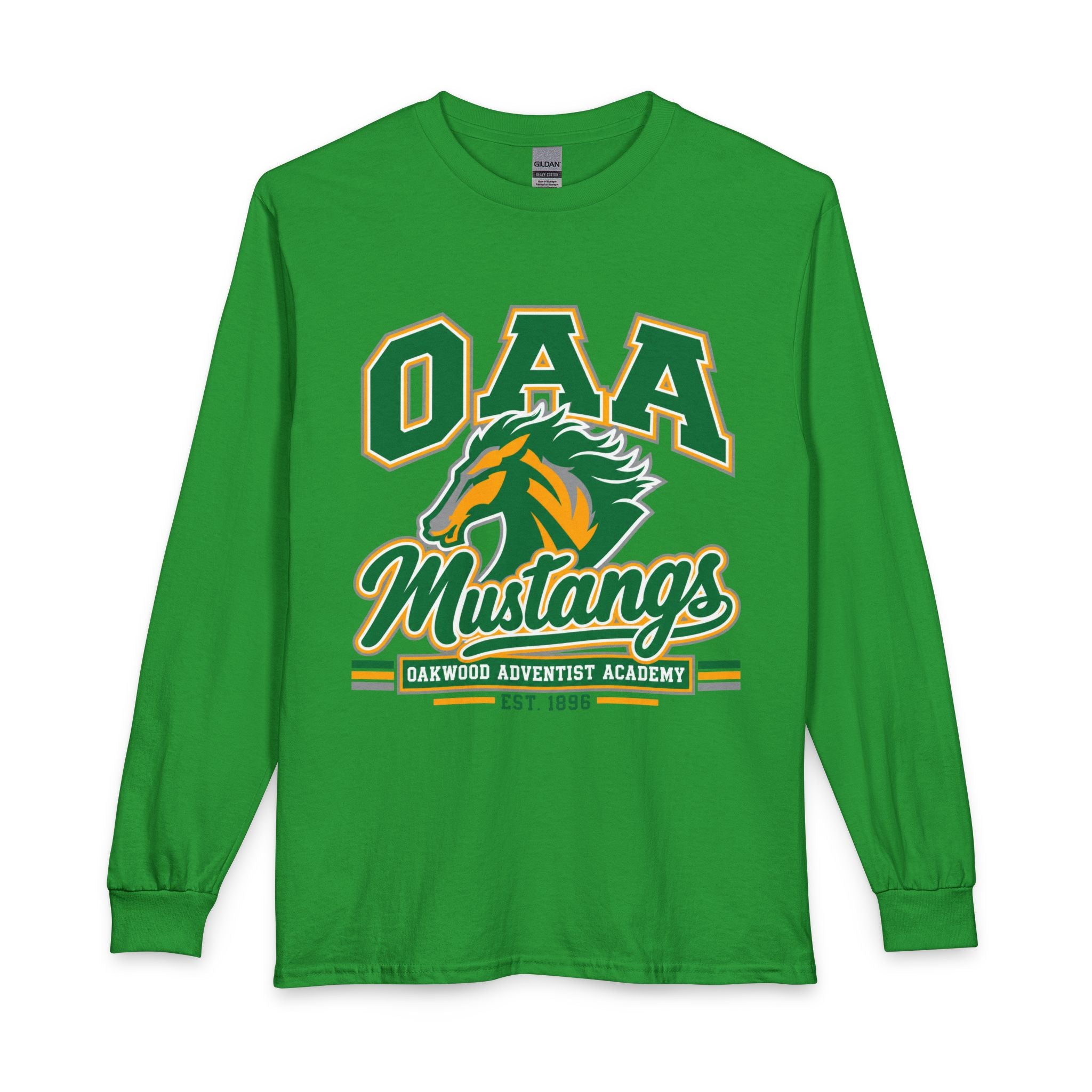 OAA Mustangs Long Sleeve Tee - Oakwood Adventist Academy School Spirit Shirt