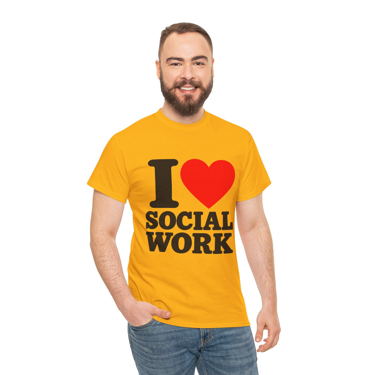 I Love Social Work (Black Writing)Unisex Heavy Cotton Tee