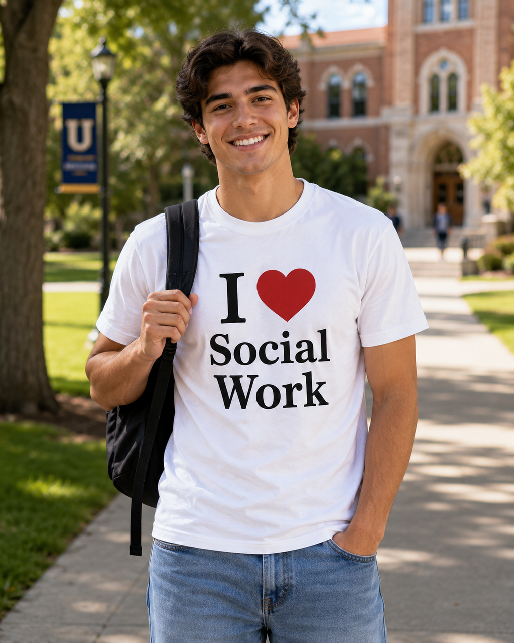 I Love Social Work (White INclUnisex Heavy Cotton Tee