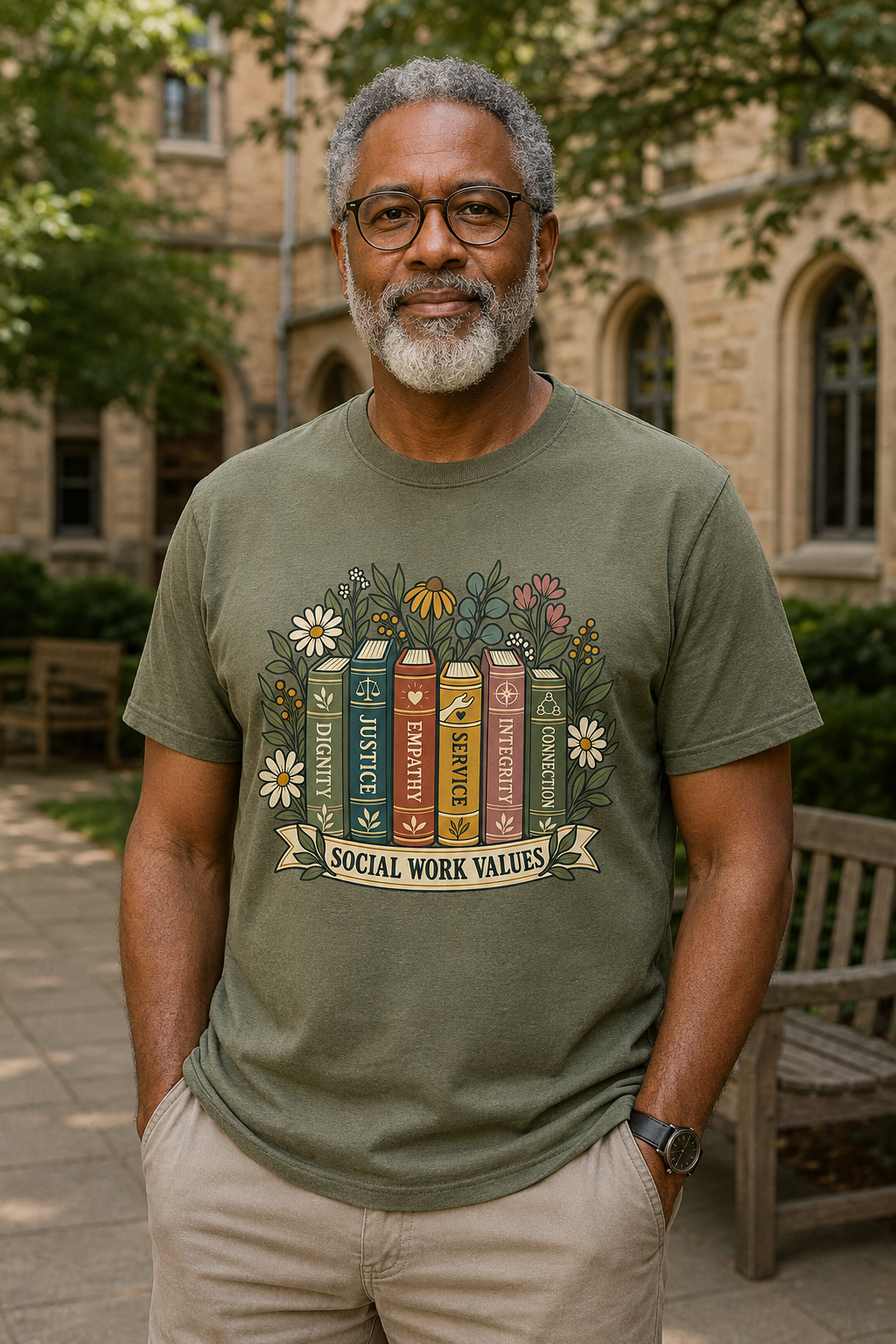 Social Work Values Crewneck Sweatshirt — Floral Books Design
