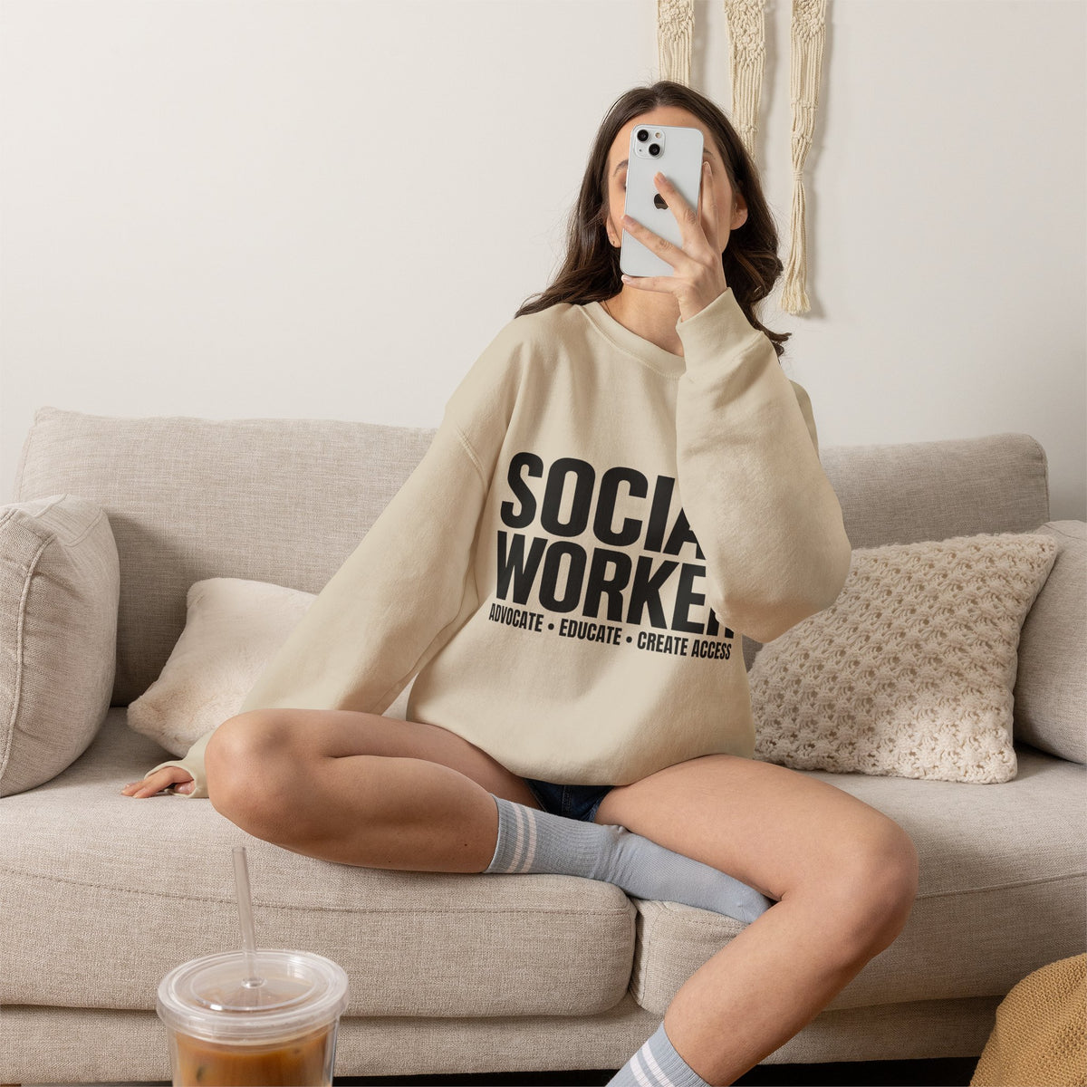 Social Worker Crewneck Sweatshirt — Advocate • Educate • Create Access