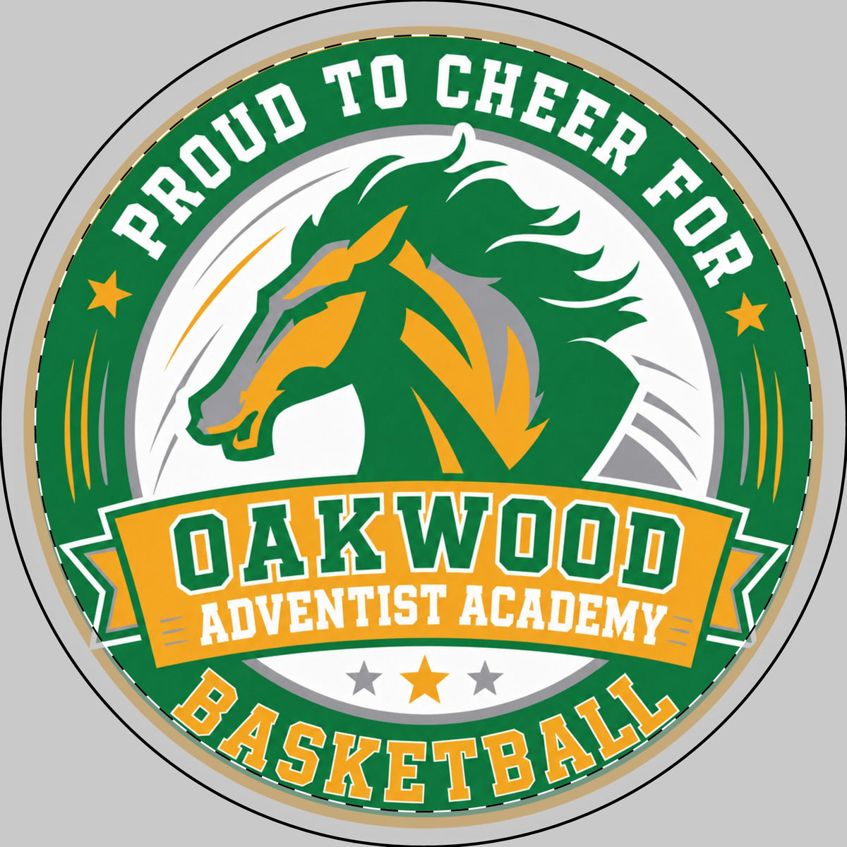 Oakwood Adventist Academy Basketball Round Car Magnet – "Proud to Cheer for" School Spirit Magnet