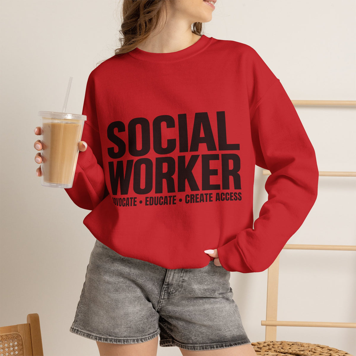 Social Worker Crewneck Sweatshirt — Advocate • Educate • Create Access