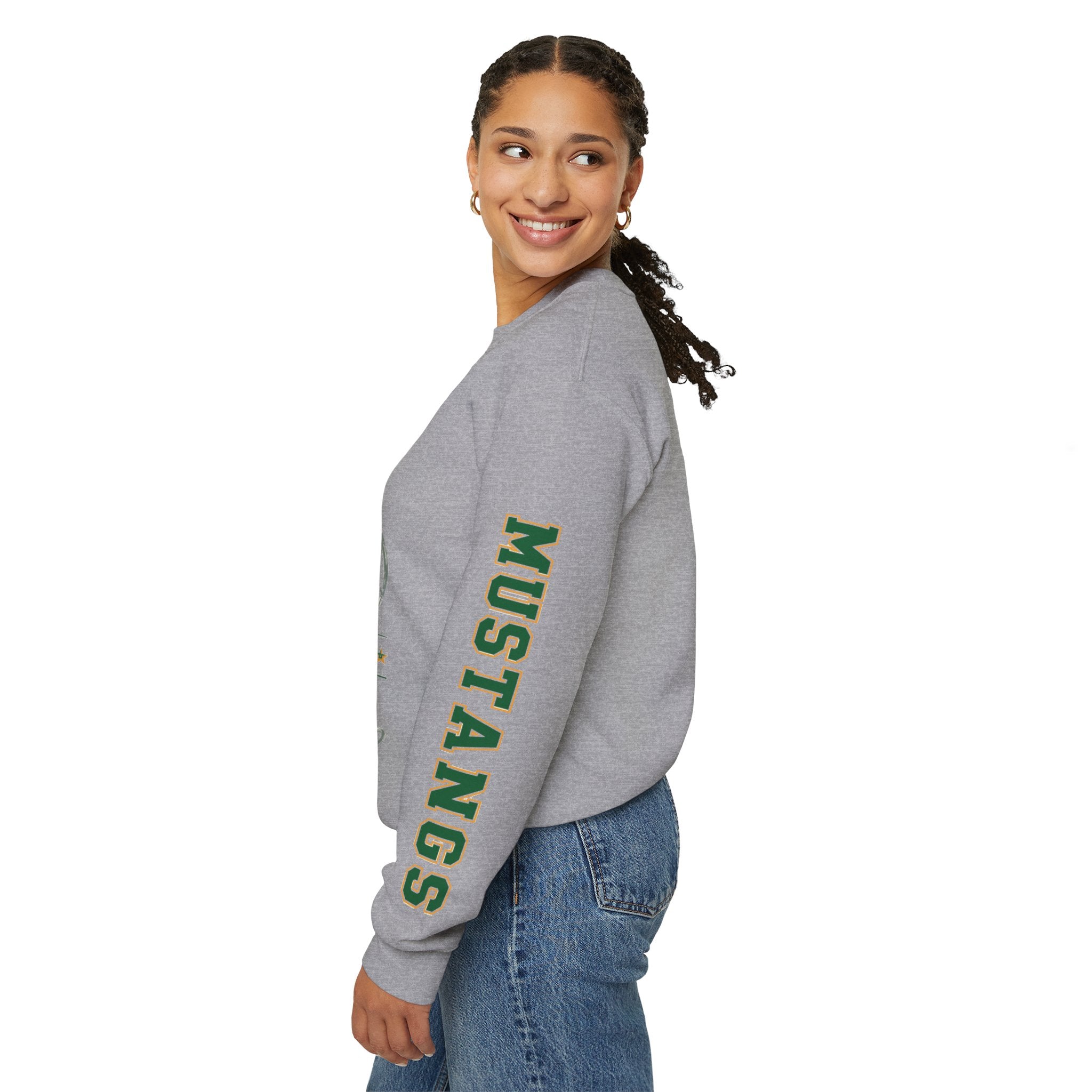 Basketball Mom Crewneck Sweatshirt — OAA Mustangs Sleeve Graphic