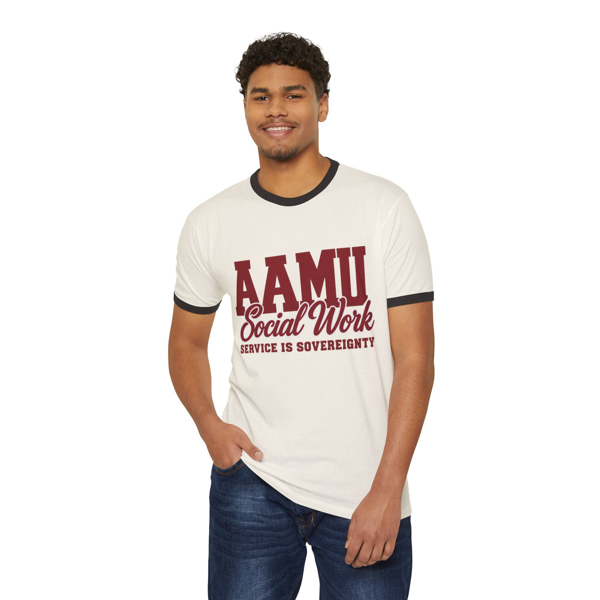 AAMU Social Work Ringer Tee — Eighteen 75 Retro back