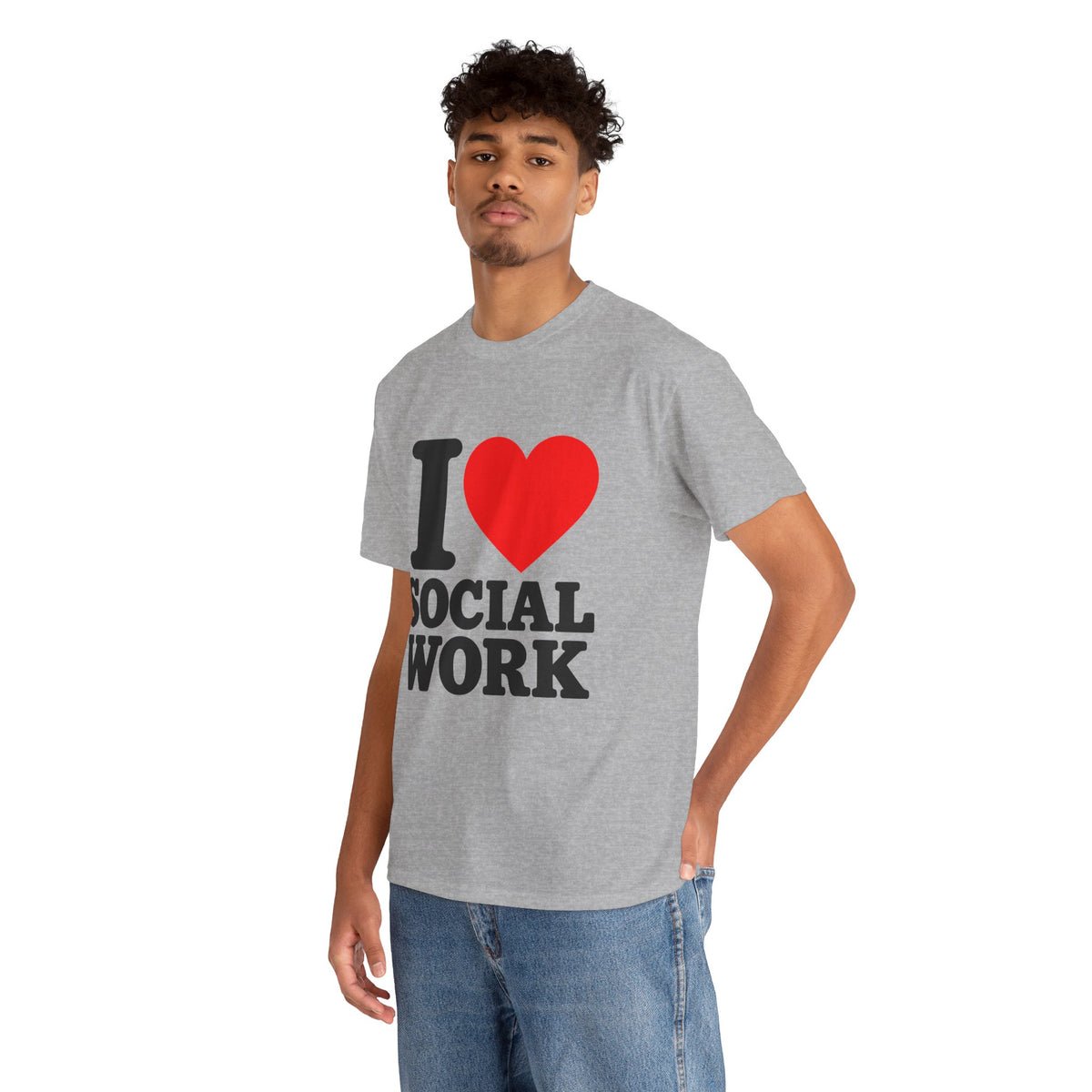 I Love Social Work (Black Writing)Unisex Heavy Cotton Tee