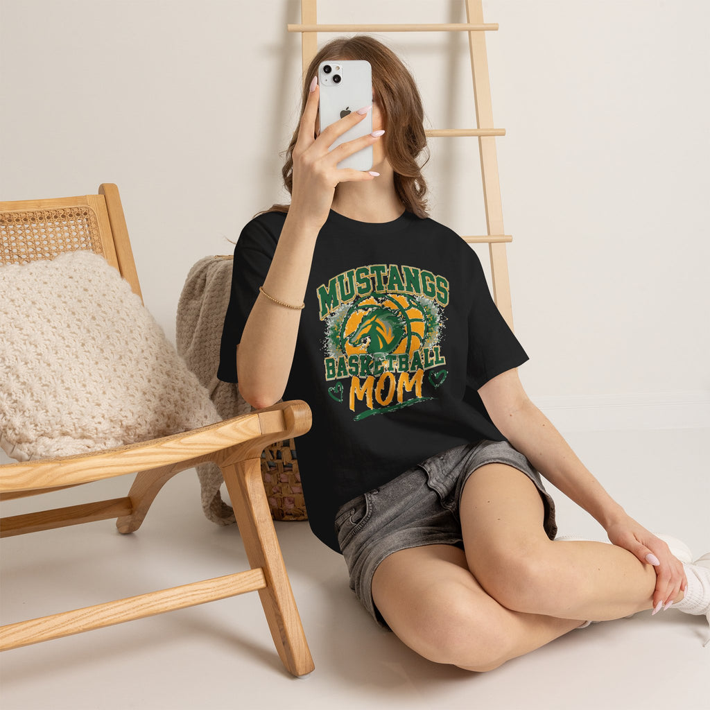 Mustangs Basketball Mom T-Shirt — School Team Spirit Tee