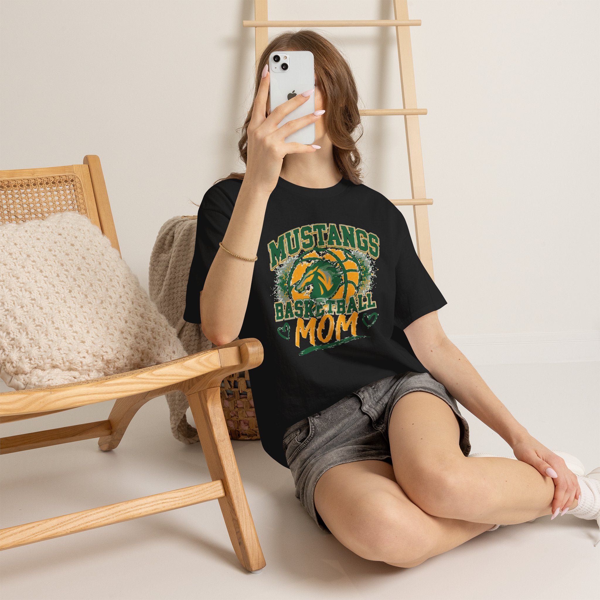 Mustangs Basketball Mom T-Shirt — School Team Spirit Tee