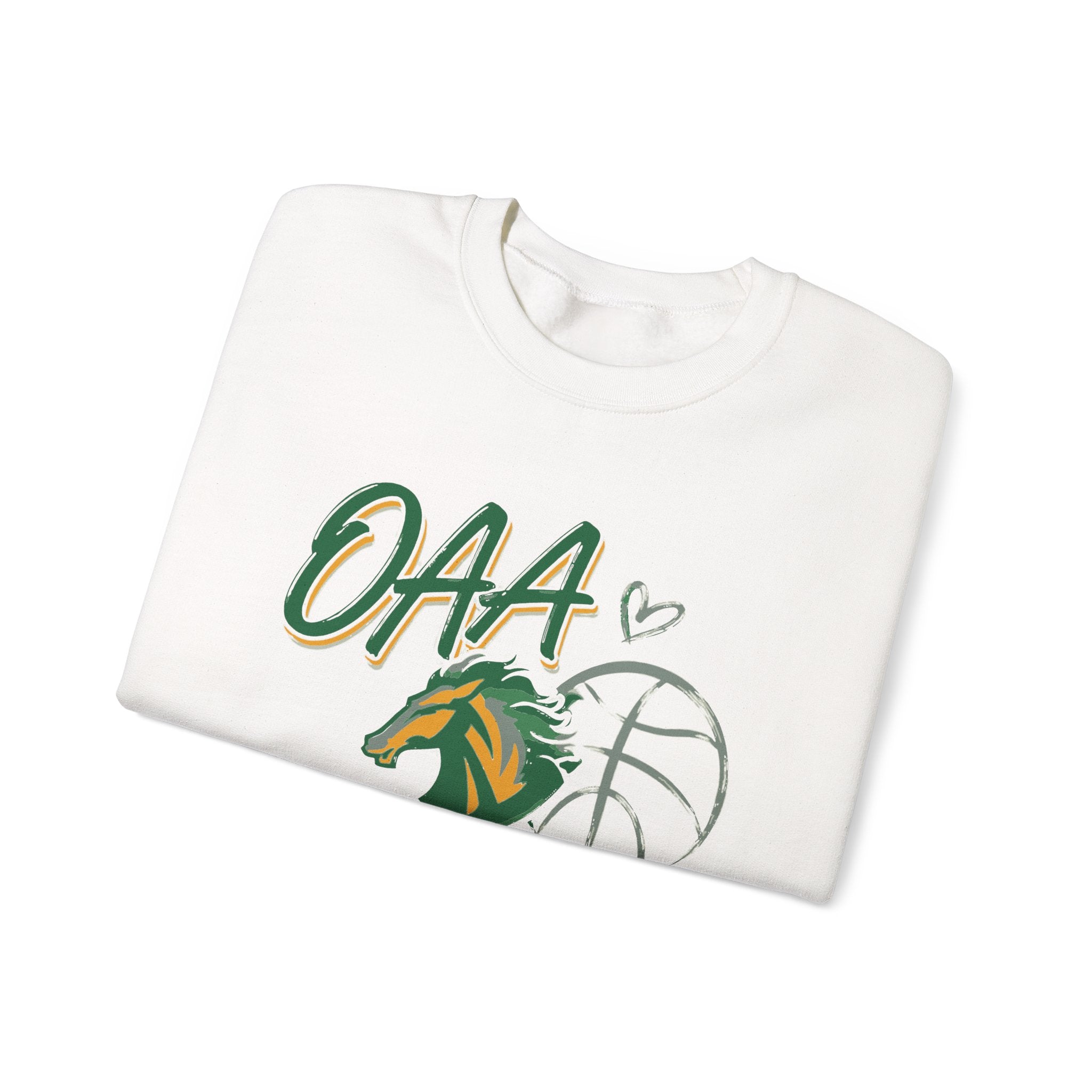 Basketball Mom Crewneck Sweatshirt — OAA Mustangs Sleeve Graphic