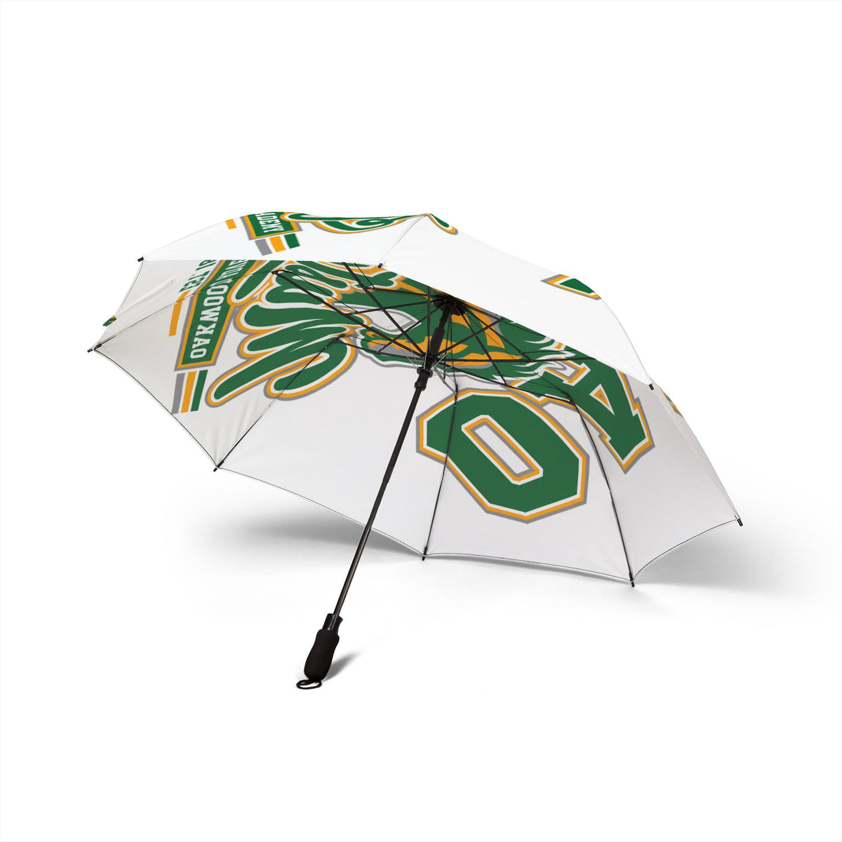 OAA Foldable Umbrella — Green & Gold "OAA Mustangs" Logo
