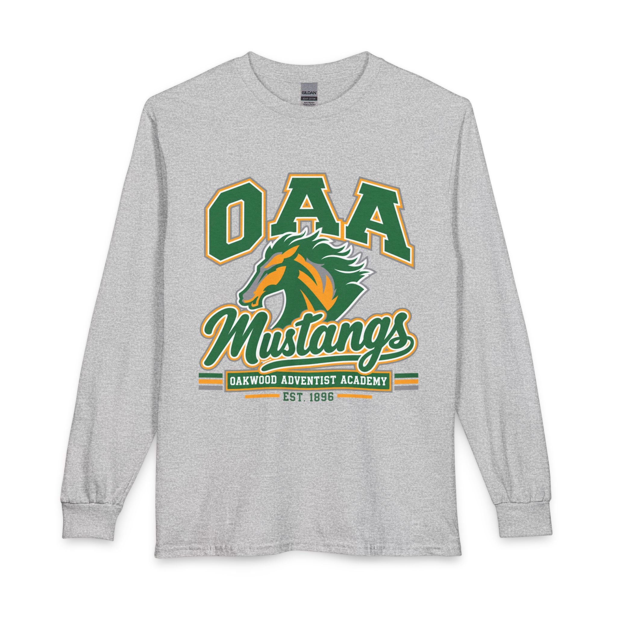 OAA Mustangs Long Sleeve Tee - Oakwood Adventist Academy School Spirit Shirt